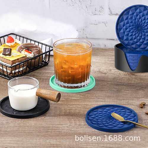北欧风硅胶隔热杯垫防滑防烫耐用保护垫一套silicone cup mat
