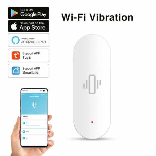 Tuya WiFi震动跌落报警探测器涂鸦震动传感器APP推送兼容Alexa