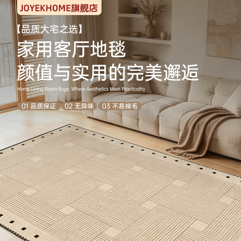 轻奢侘寂风客厅地毯 家用卧室大面积地垫 现代简约耐脏防滑多图案 地耐实拍商品图