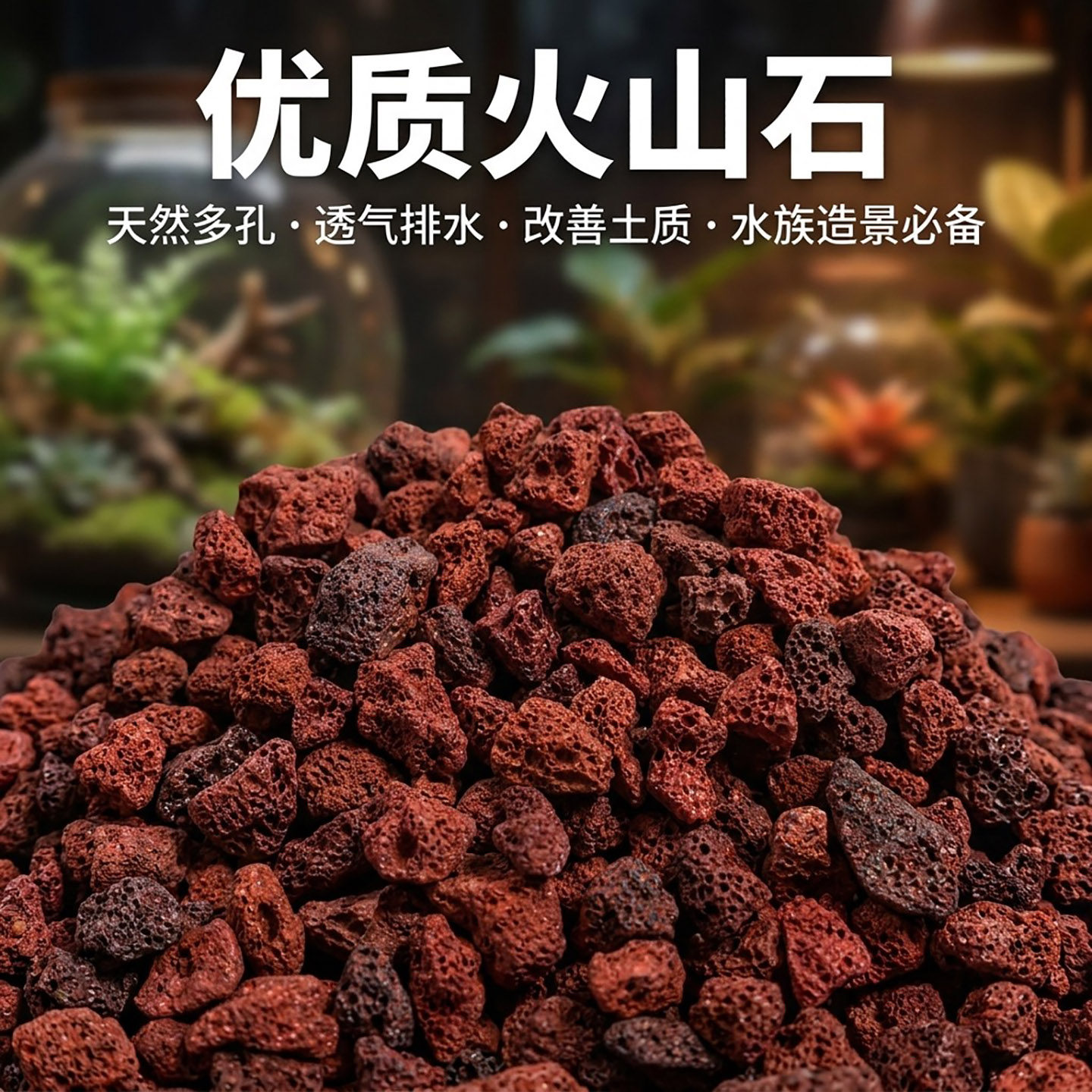 火山石天然颗粒鱼缸专用造景鱼池底砂滤材养花养鱼大块优质火山石