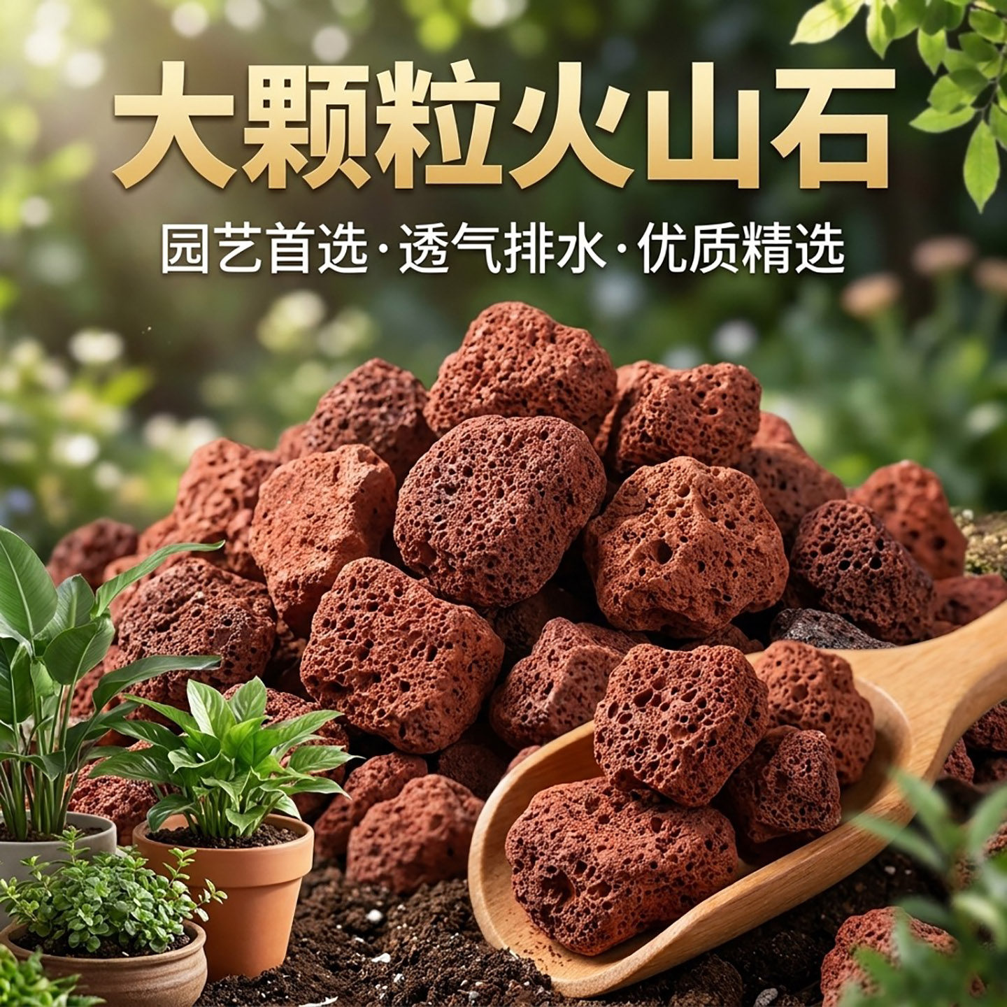 火山石天然颗粒鱼缸专用造景鱼池底砂滤材养花养鱼大块颗粒火山石