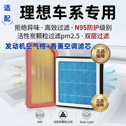 适配理想L6L7L8L9/ONE/MEGA/i6i8活性炭香薰空调滤芯空气格滤清器
