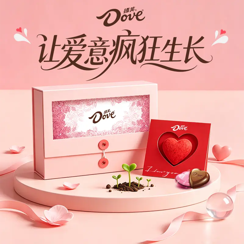 德芙七夕一封情书心语巧克力礼盒21粒+爱心种子情侣礼物送孩子