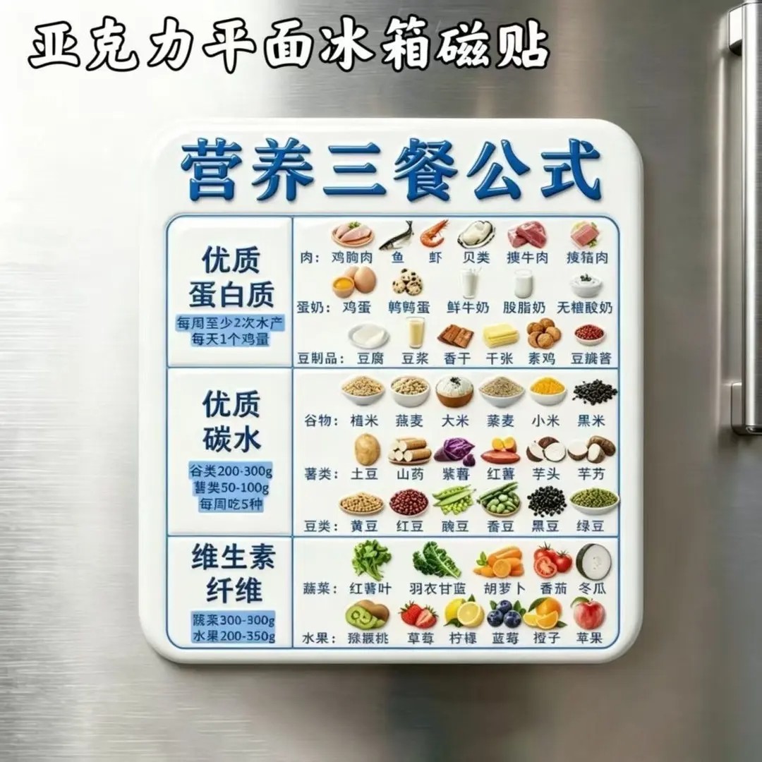 【下单立减50】营养三餐亚克力磁吸冰箱贴健康营养均衡饮食创意KP