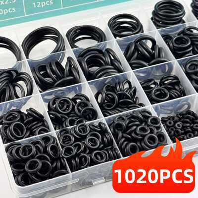 1020pcs丁腈硅胶O型圈耐磨耐油修理垫圈氟橡胶维修盒密封环套装