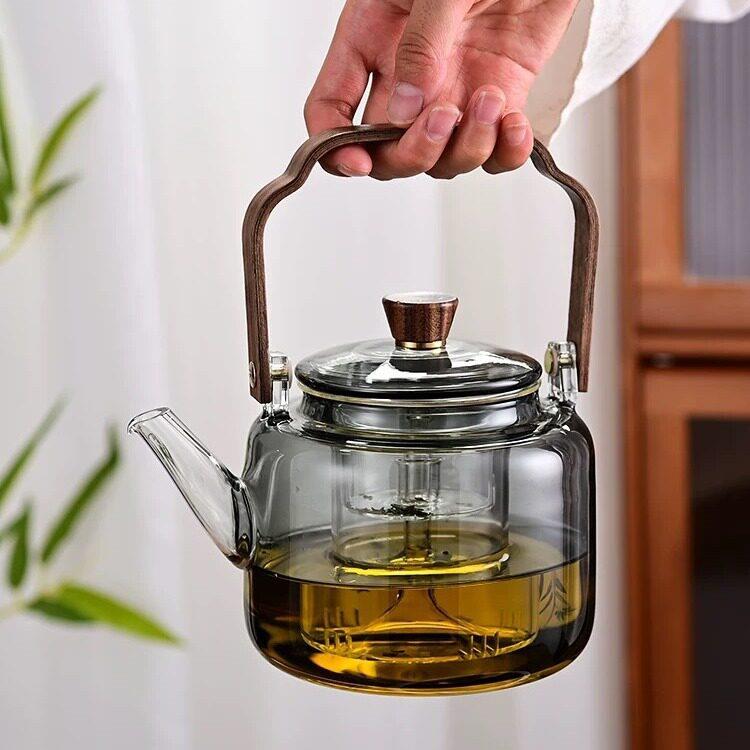 硼硅玻璃茶壶提梁壶蒸煮一体加厚大容量泡茶煮茶壶电陶炉烧水壶