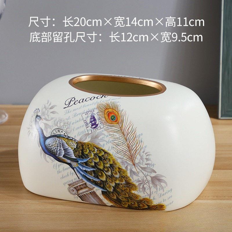 美式纸巾盒摆件简约客厅家用欧式餐巾抽纸盒创意陶瓷茶几收纳