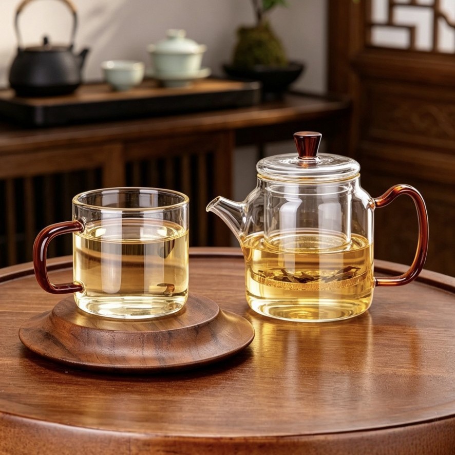 高硼硅玻璃新款玻璃茶具套茶壶
