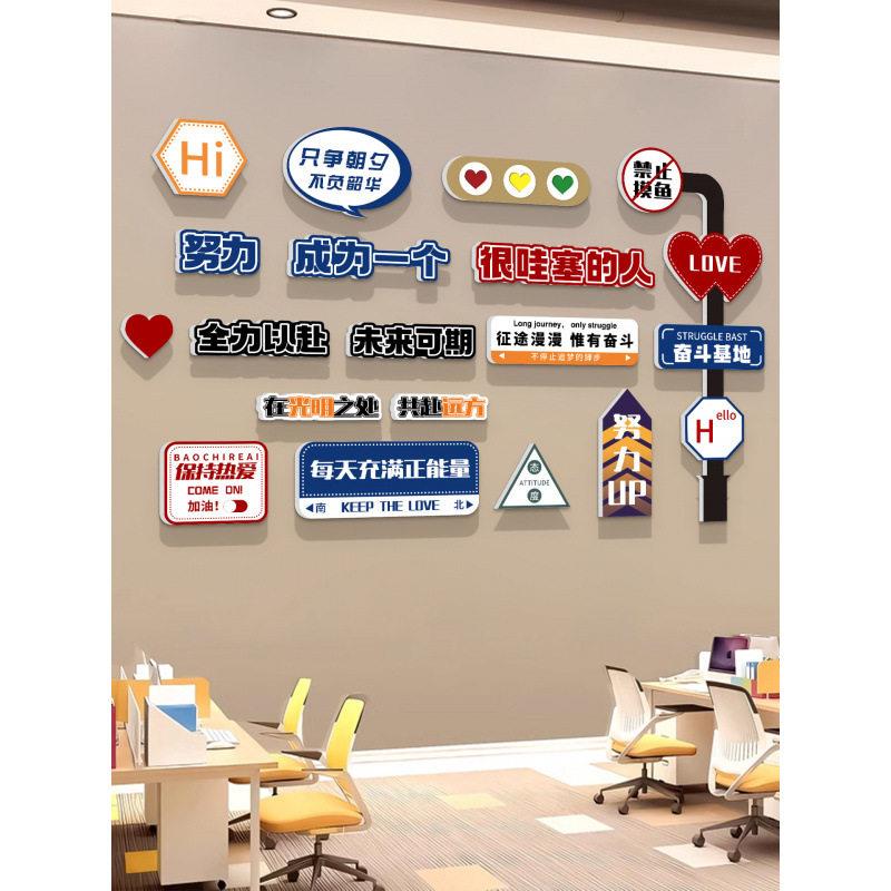 企业文化墙装饰公室氛围布置挂画公司进门形象标语设计背景墙贴