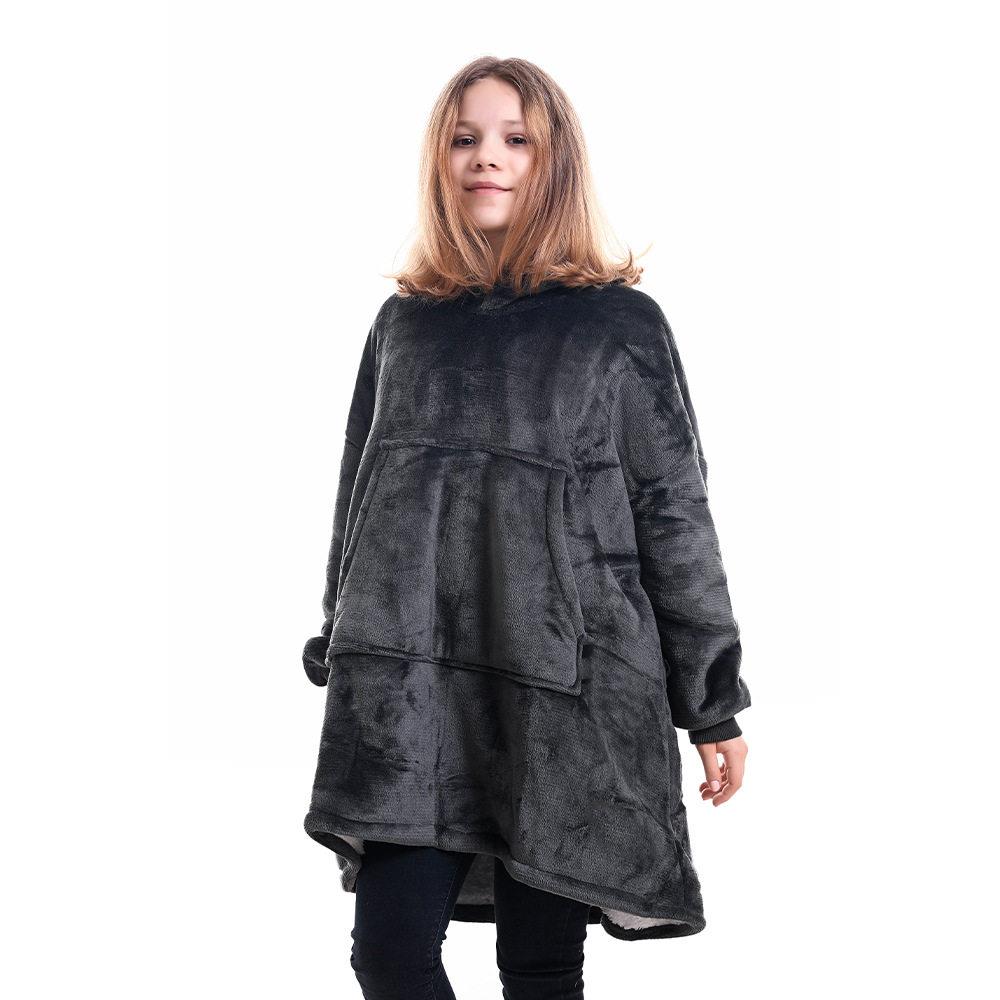 跨境欧美大码卫衣女加绒双层保暖加厚连帽居家服懒人毯套头超柔软
