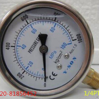 耐震压力表YTN60 -100MPA YN-60-100MPA 1000KG 牙1/4PT
