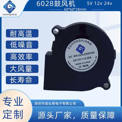 6028鼓风机散热排风机滚珠12V服务器气模工业风扇大风量直流家用