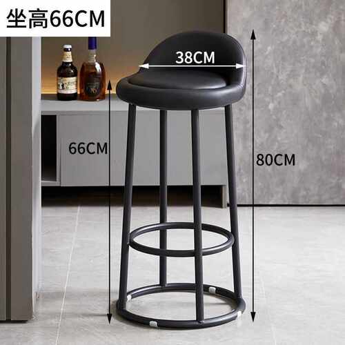 特厚铁艺凳子简约圆凳高脚凳家用靠背椅子吧台凳成人三环高折叠椅