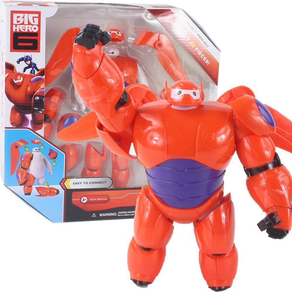 16CM可动超能陆战队Baymax大白橙色机器人组装变形男孩模型玩具