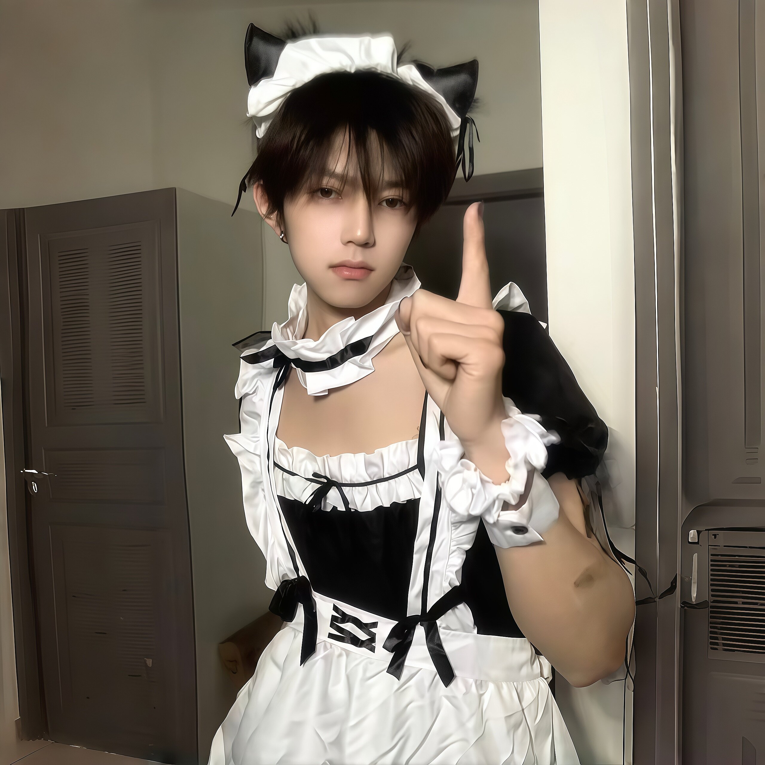 性感猫耳男仆装cos服性张力套装图片