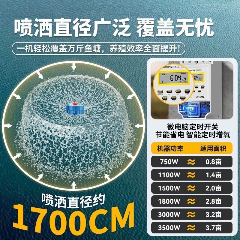 鱼塘增氧机220v大功率循环水泵全自动增氧气泵鱼塘专用排灌浮水泵