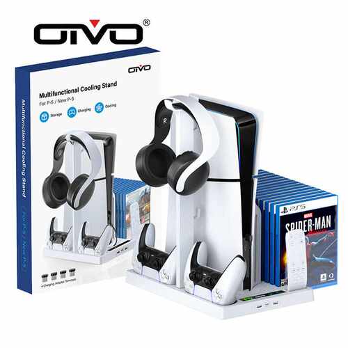 OIVO PS5 SLIM主机风扇散热底座PS5轻薄款通用款卡碟耳机收纳支架