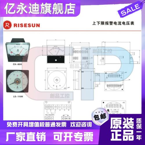 RISESUN BE-48 BE-72 BE-96 指针电流/电压表 RPM转数表 LS-110H