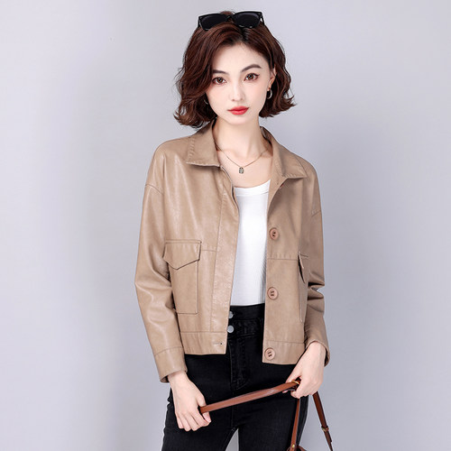 真皮皮衣女绵羊皮夹克小外套短款
