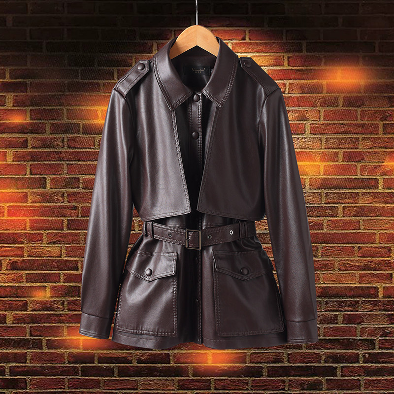 海宁皮衣真皮羽绒服女中长款2025新款韩版修身绵羊皮夹克加厚外套