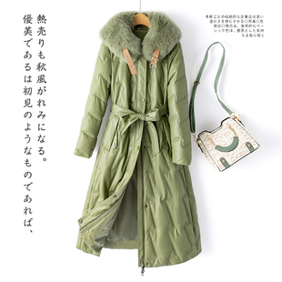 真皮羽绒服女2026新款冬季狐狸毛皮草绵羊皮衣外套中长款过膝皮衣