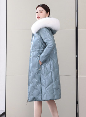 真皮羽绒服女中长款加厚皮衣外套
