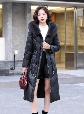 真皮羽绒服女中长款皮衣皮草外套