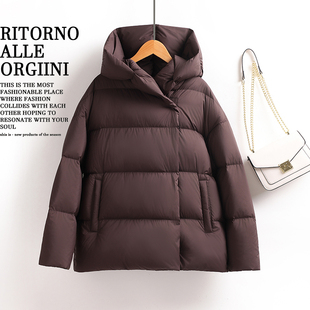羽绒服女2025新款冬季今年流行爆款小个子连帽保暖白鸭绒加厚外套