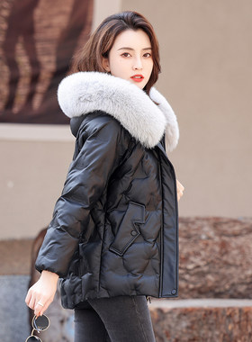 真皮羽绒服女短款绵羊皮
