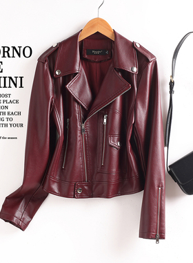 真皮皮衣外套女复古2025秋装新款小个子短款绵羊皮夹克黑色机车服