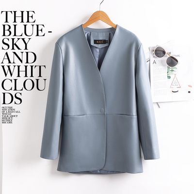 海宁真皮皮衣外套女短款2025新款黑色酷飒风小个子西装绵羊皮风衣