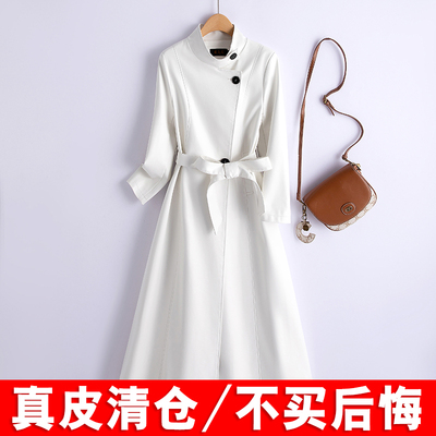 海宁真皮皮衣女绵羊皮外套2025新款秋冬高端气质中长款过膝皮风衣