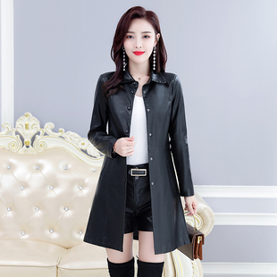 大码 海宁真皮皮衣女中长款 修身 韩版 绵羊皮风衣外套潮 2025春秋新款