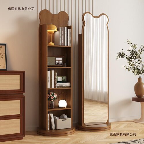 中古全身镜落地镜家用卧室可旋转移动试衣镜子带挂衣架一体穿衣镜