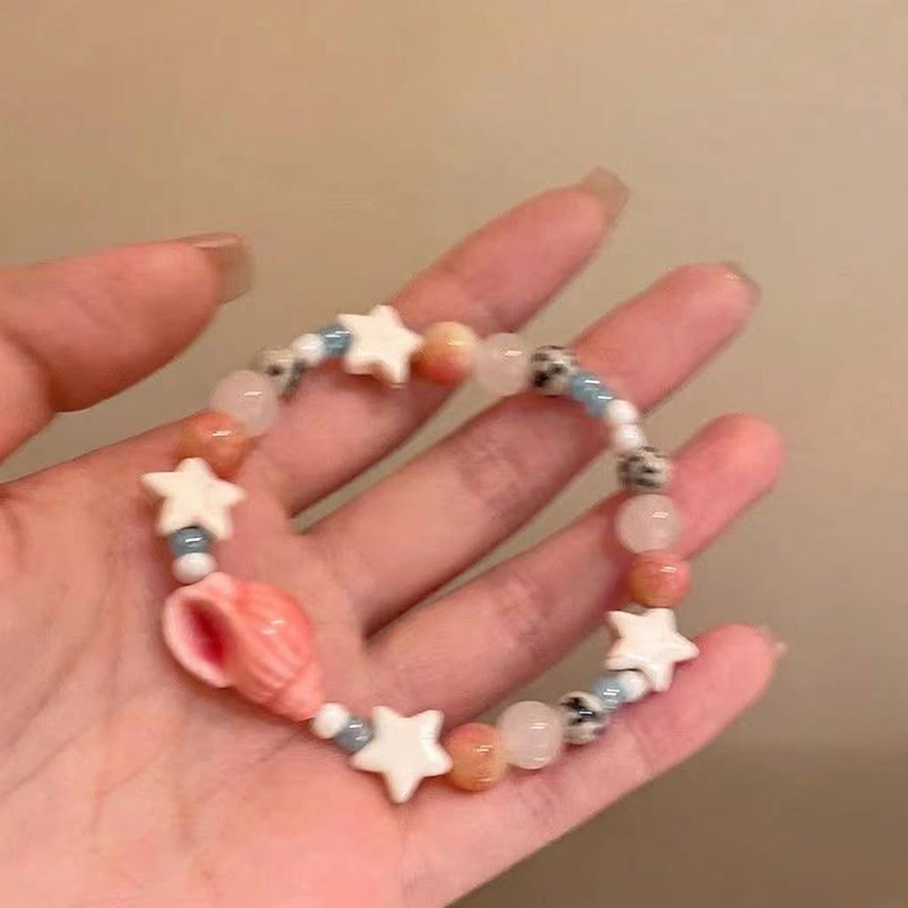 度假海螺星星玻璃串珠手链女轻奢图片