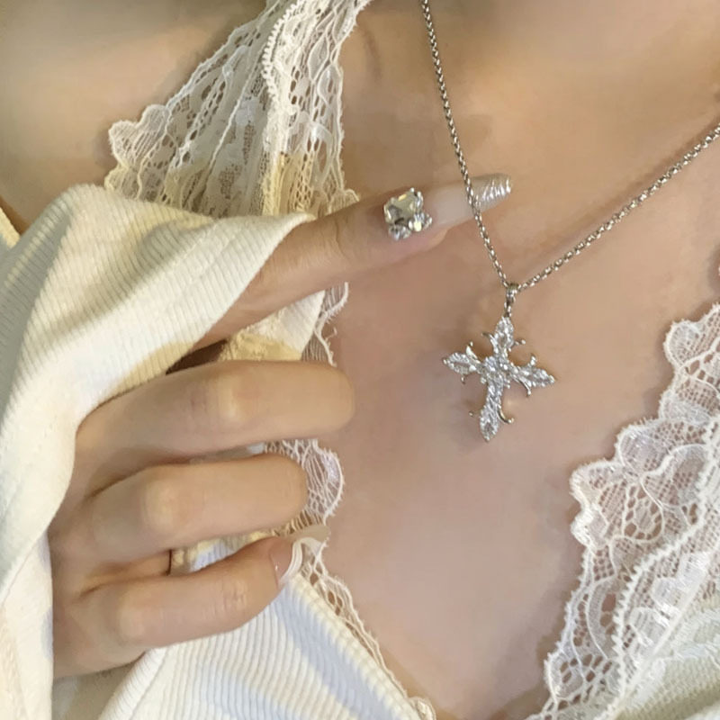bling满钻十字项链 美式星项链