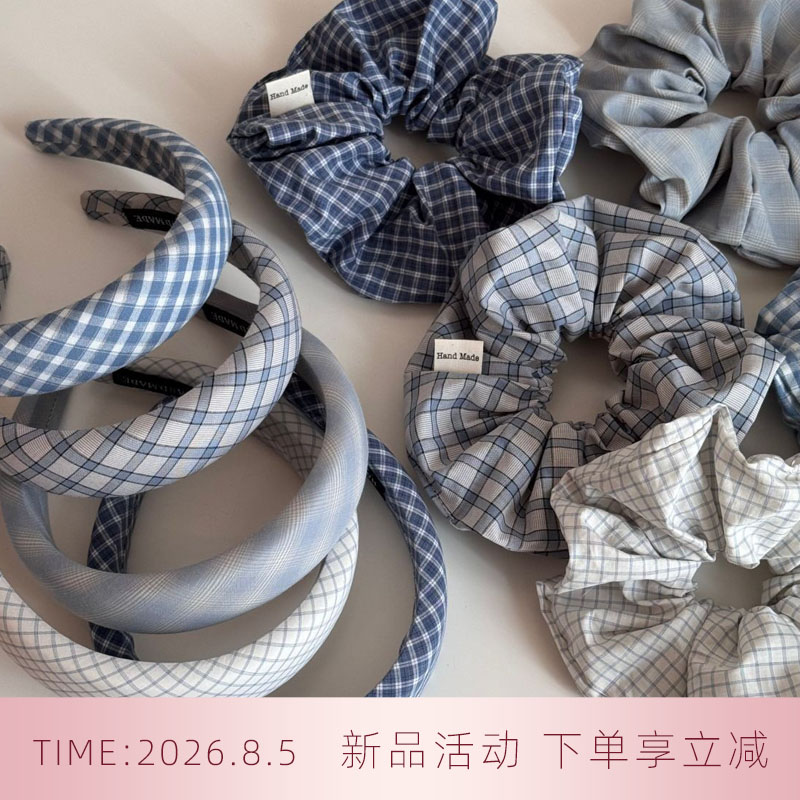 韩系文艺风格纹布料大肠发圈女简约大号扎头发皮筋感头绳发饰