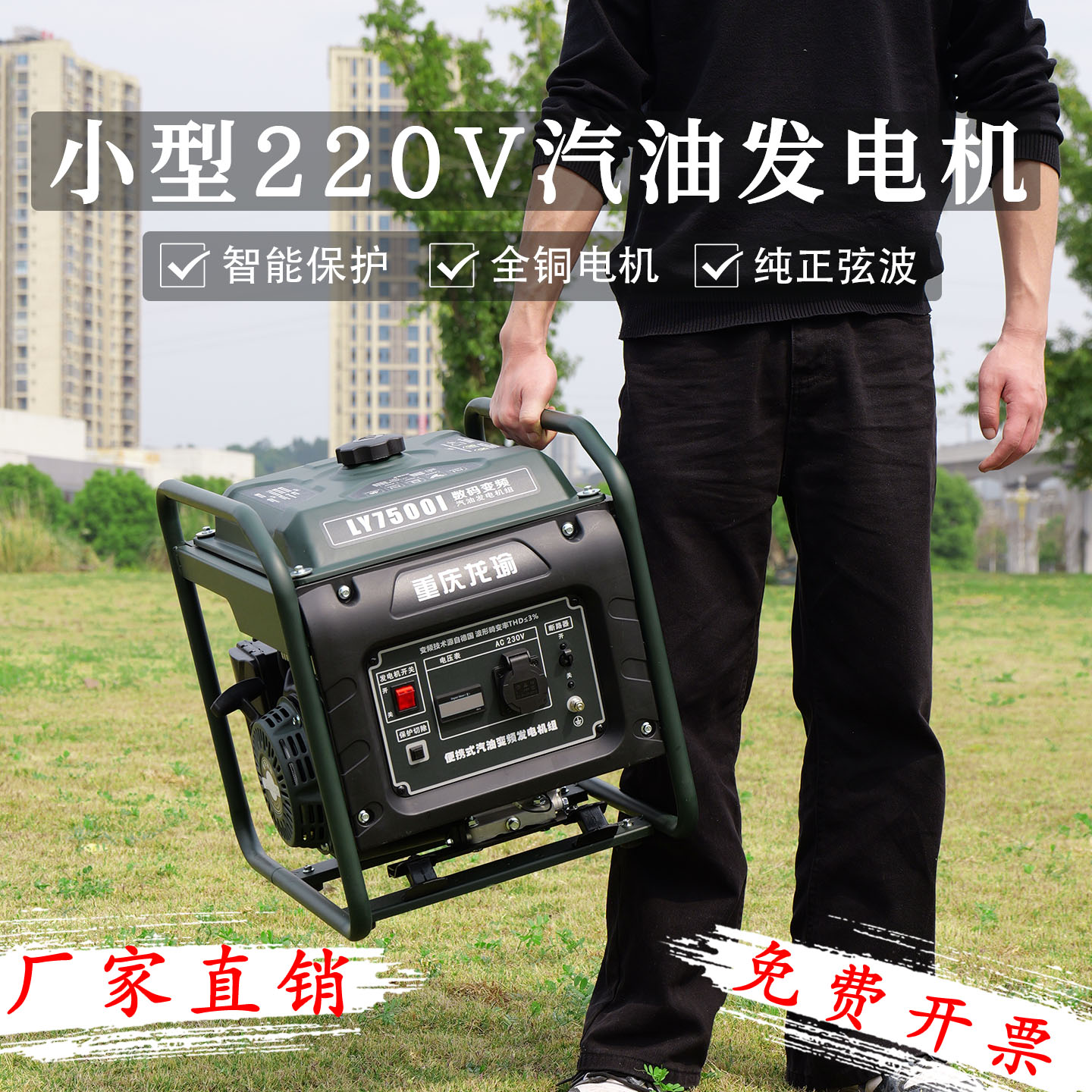 便携变频汽油发电机220V大功率