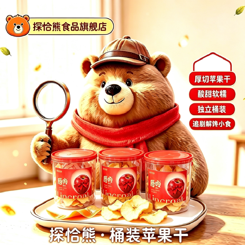 探洽熊严选唇响苹果干日常零食