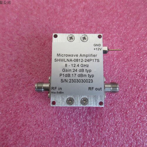 8-12.4GHz 24dB增益 17dBm功率 噪声系数4.5dB X波段通用放大器