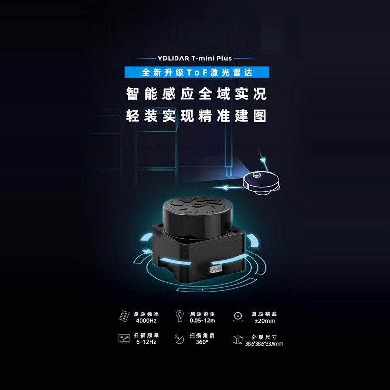 EAI TOF激光雷达测距传感器 YDLIDAR Tmini Plus机器人建图导航图片