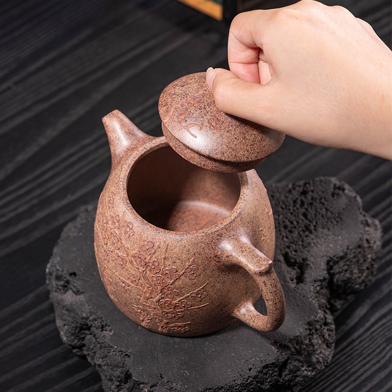 宜兴紫砂壶原矿高温柴烧龙骨金砂秦权壶纯手工泥绘家用泡茶壶茶具
