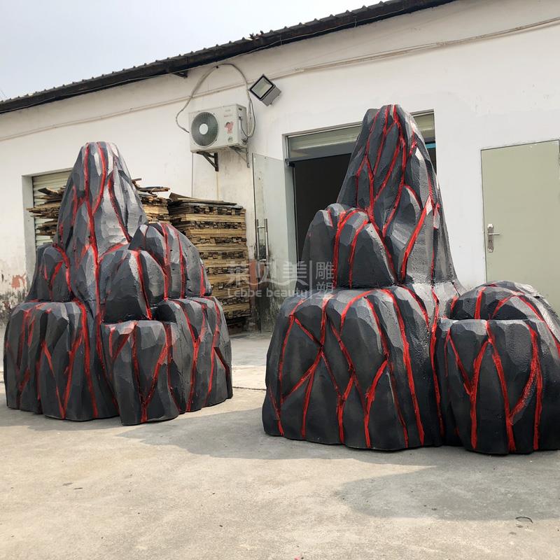 深圳泡沫雕塑大型仿砂岩喷发火山流动岩浆展览示景观模型道具定制