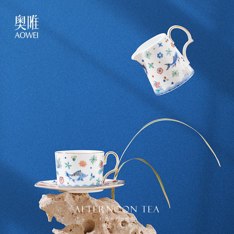 景德镇奥唯荷为贵陶瓷咖啡杯碟精致下午茶具餐具碗盘组合马克杯子