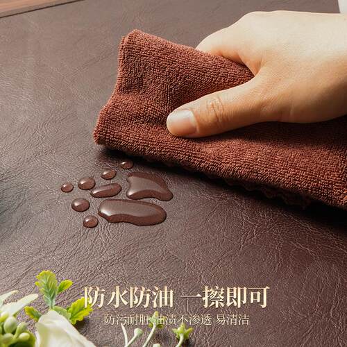 新中式扇形餐垫防水防油免洗皮革圆桌隔热垫高级感防烫垫2025赭石