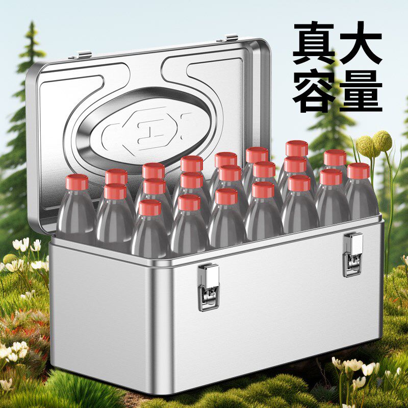 不锈钢工具箱工业级金属收纳盒家用多功能加厚提手五金铁皮箱子