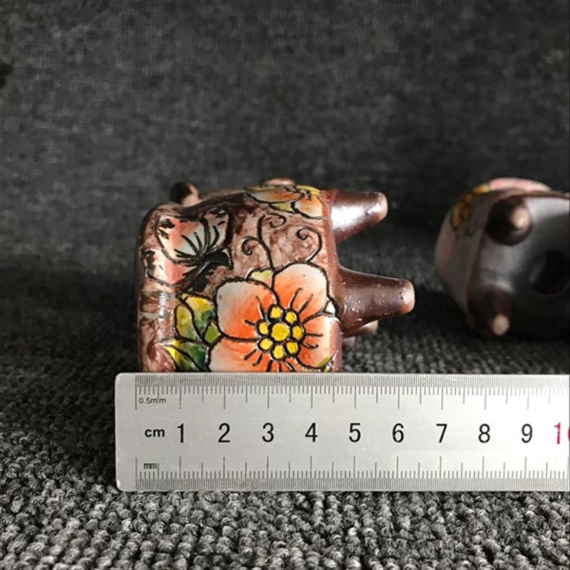 多彩花盆 创意手工刻画花朵盆高温釉烧韩式拇指小花盆器粗陶泥