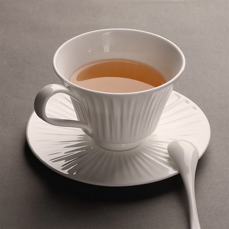 纯白欧式骨瓷蕾丝咖啡杯碟套装 英式下午茶杯陶瓷咖啡器具花茶杯