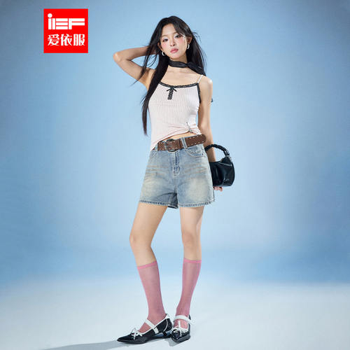 IEF/爱依服裤子2026夏季新款美式甜酷辣妹气质设计感显瘦牛仔短裤