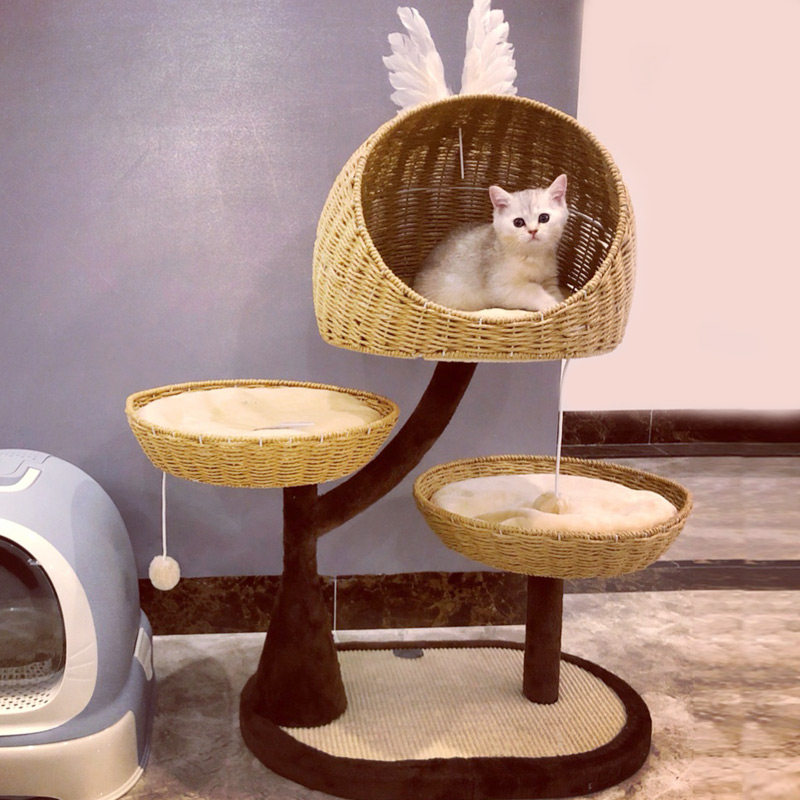 爱咪购猫爬架猫房子攀爬架编织猫屋猫窝剑麻猫跳台猫树藤编铁艺